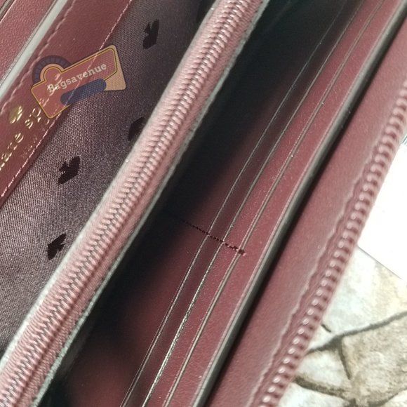 #bagsavenue neda wallet saffiano pvc Greta Court Cherrywood Burgundy Kate Spade - Picture 3 of 11